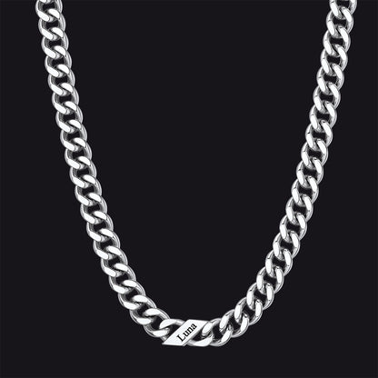 Customized Engraved Name Cuban Link Chain Necklace for , 7/9/12mm Width