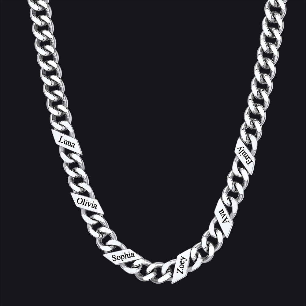 Customized Engraved Name Cuban Link Chain Necklace for , 7/9/12mm Width