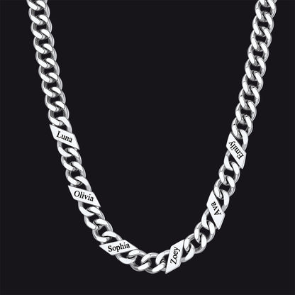 Customized Engraved Name Cuban Link Chain Necklace for , 7/9/12mm Width