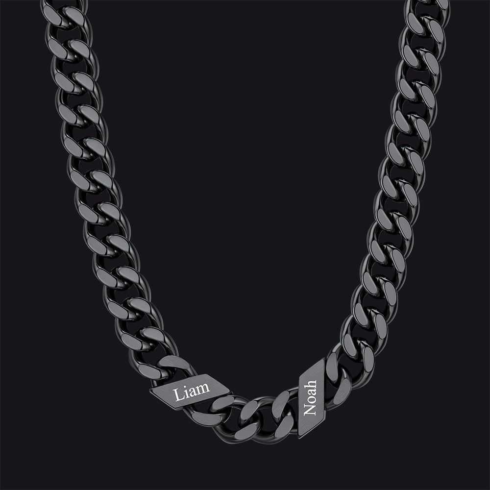 Customized Engraved Name Cuban Link Chain Necklace for , 7/9/12mm Width