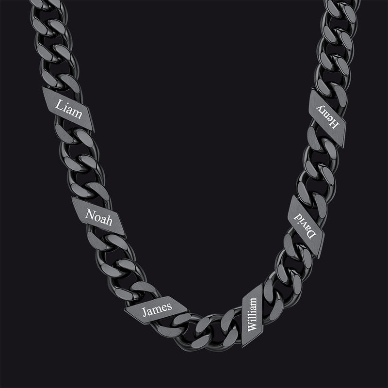 Customized Engraved Name Cuban Link Chain Necklace for , 7/9/12mm Width