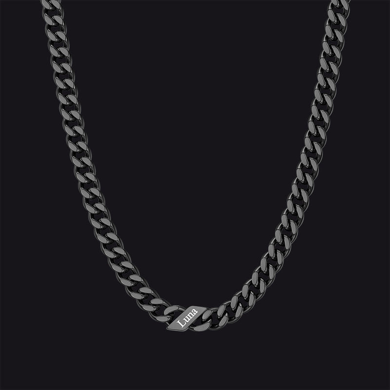 Customized Engraved Name Cuban Link Chain Necklace for , 7/9/12mm Width