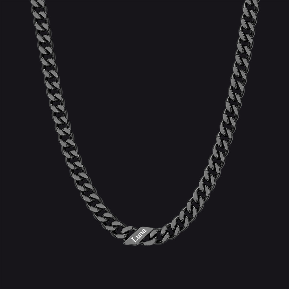 Customized Engraved Name Cuban Link Chain Necklace for , 7/9/12mm Width