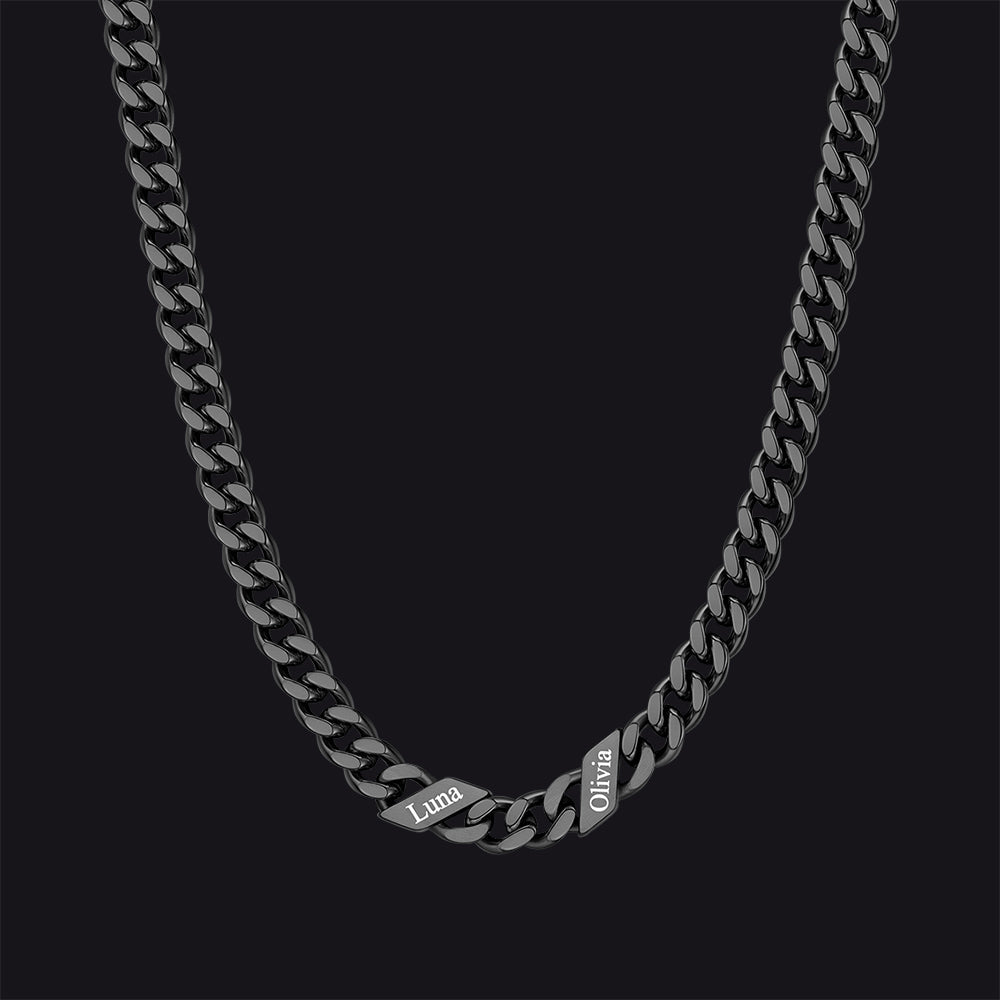 Customized Engraved Name Cuban Link Chain Necklace for , 7/9/12mm Width
