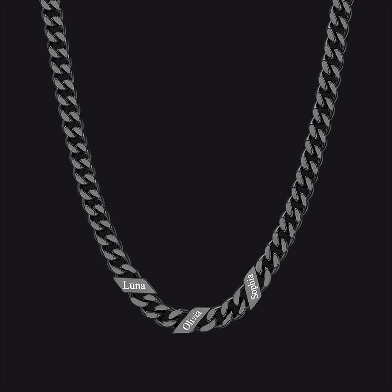 Customized Engraved Name Cuban Link Chain Necklace for , 7/9/12mm Width