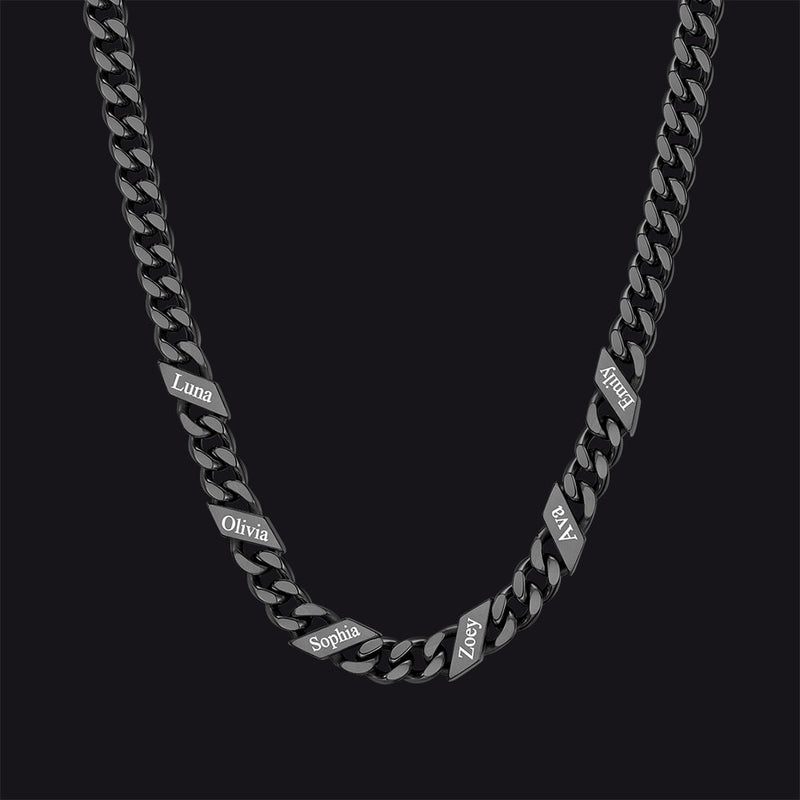 Customized Engraved Name Cuban Link Chain Necklace for , 7/9/12mm Width