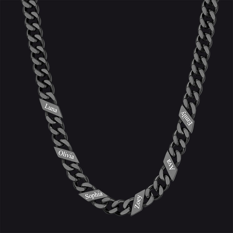 Customized Engraved Name Cuban Link Chain Necklace for , 7/9/12mm Width