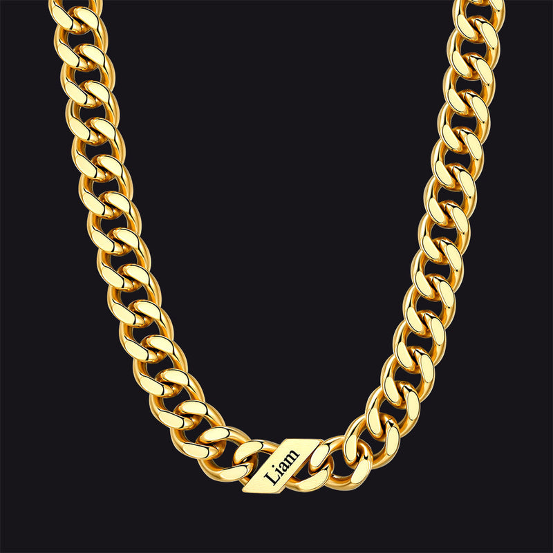 Customized Engraved Name Cuban Link Chain Necklace for , 7/9/12mm Width