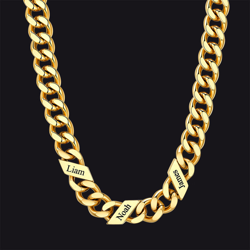 Customized Engraved Name Cuban Link Chain Necklace for , 7/9/12mm Width