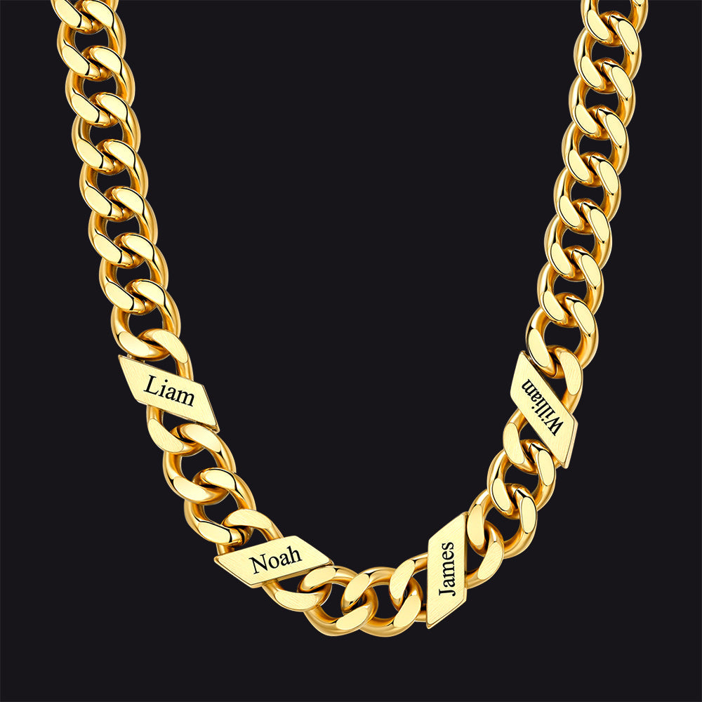 Customized Engraved Name Cuban Link Chain Necklace for , 7/9/12mm Width
