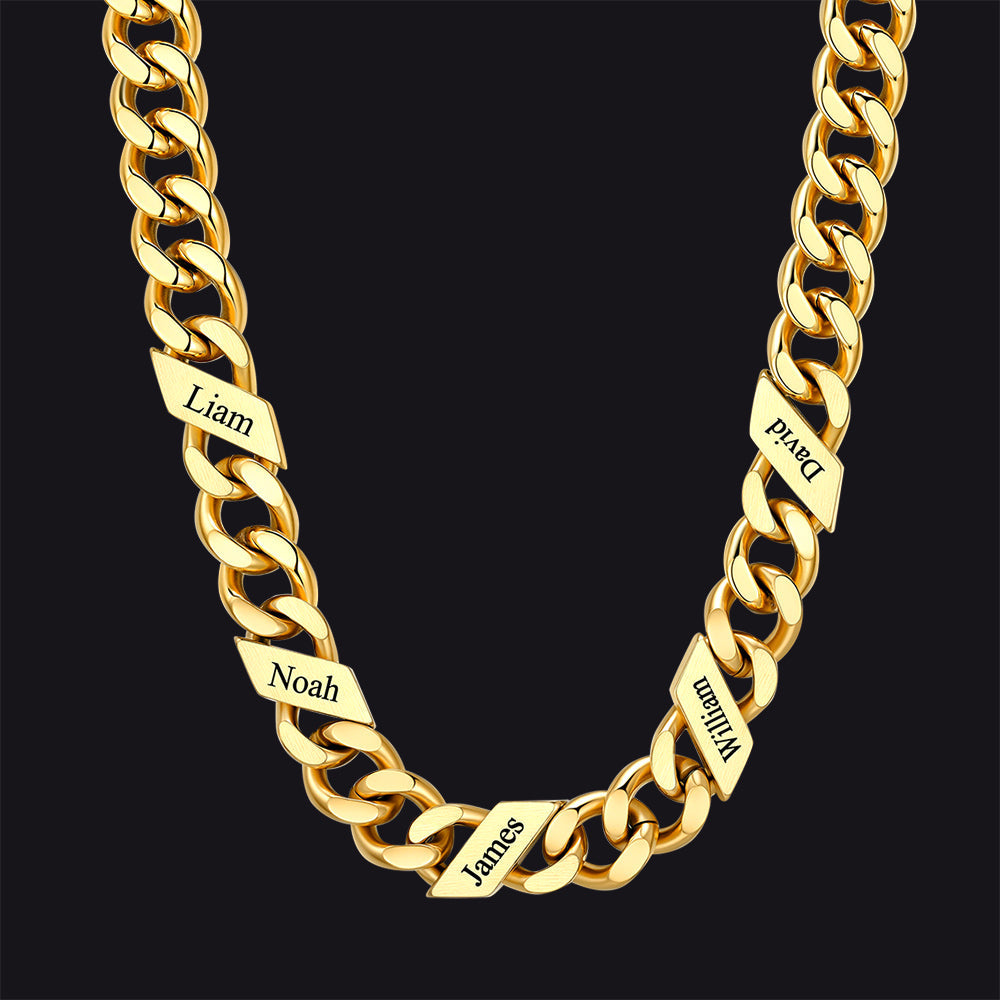 Customized Engraved Name Cuban Link Chain Necklace for , 7/9/12mm Width