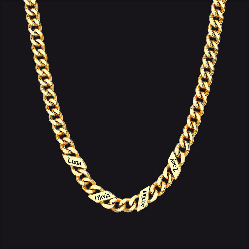 Customized Engraved Name Cuban Link Chain Necklace for , 7/9/12mm Width