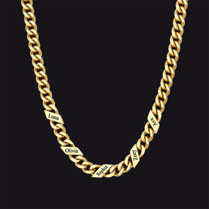 Customized Engraved Name Cuban Link Chain Necklace for , 7/9/12mm Width