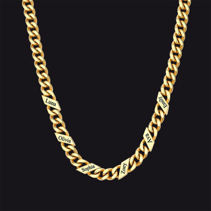 Customized Engraved Name Cuban Link Chain Necklace for , 7/9/12mm Width
