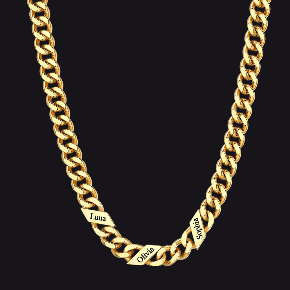 Customized Engraved Name Cuban Link Chain Necklace for , 7/9/12mm Width