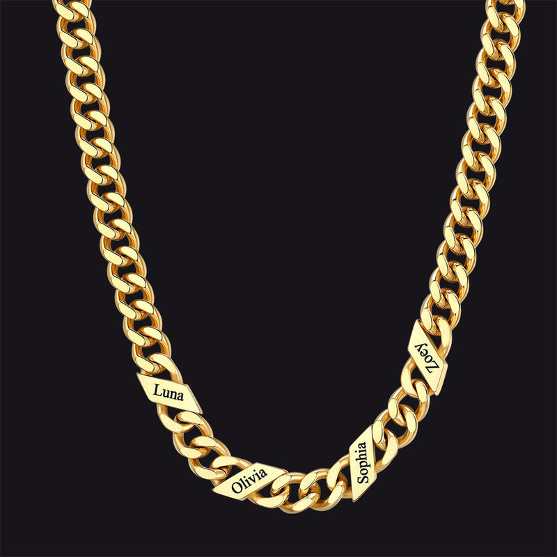 Customized Engraved Name Cuban Link Chain Necklace for , 7/9/12mm Width