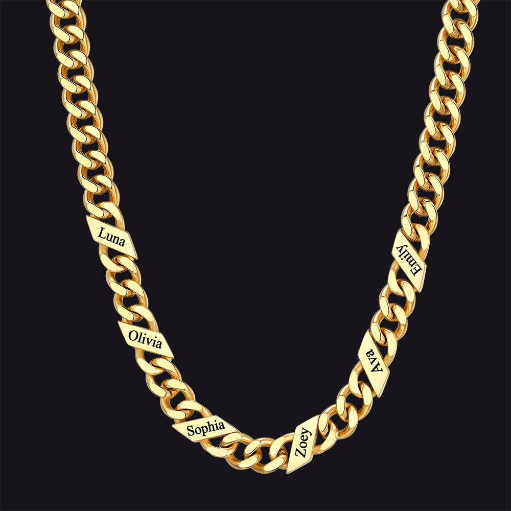 Customized Engraved Name Cuban Link Chain Necklace for , 7/9/12mm Width