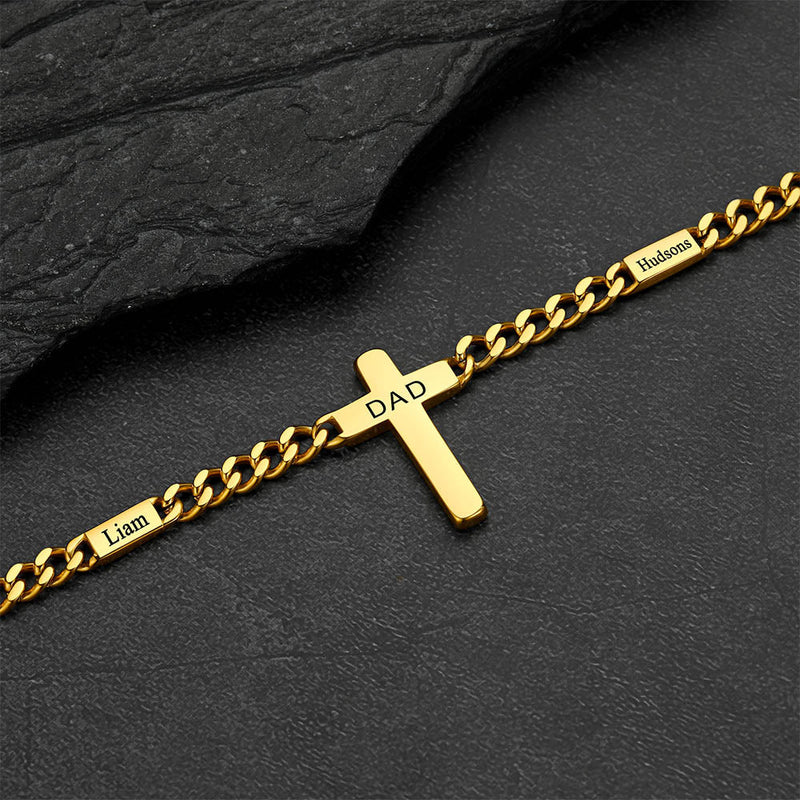 Custom Cross Cuban Link Chain Necklace With Engraved Name for 5/7mm