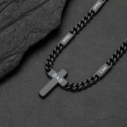 Custom Cross Cuban Link Chain Necklace With Engraved Name for 5/7mm