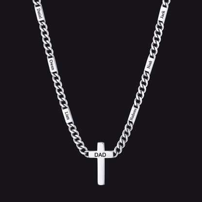 Custom Cross Cuban Link Chain Necklace With Engraved Name for 5/7mm