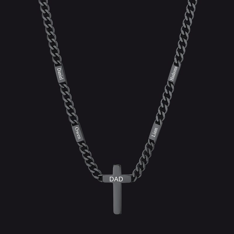 Custom Cross Cuban Link Chain Necklace With Engraved Name for 5/7mm