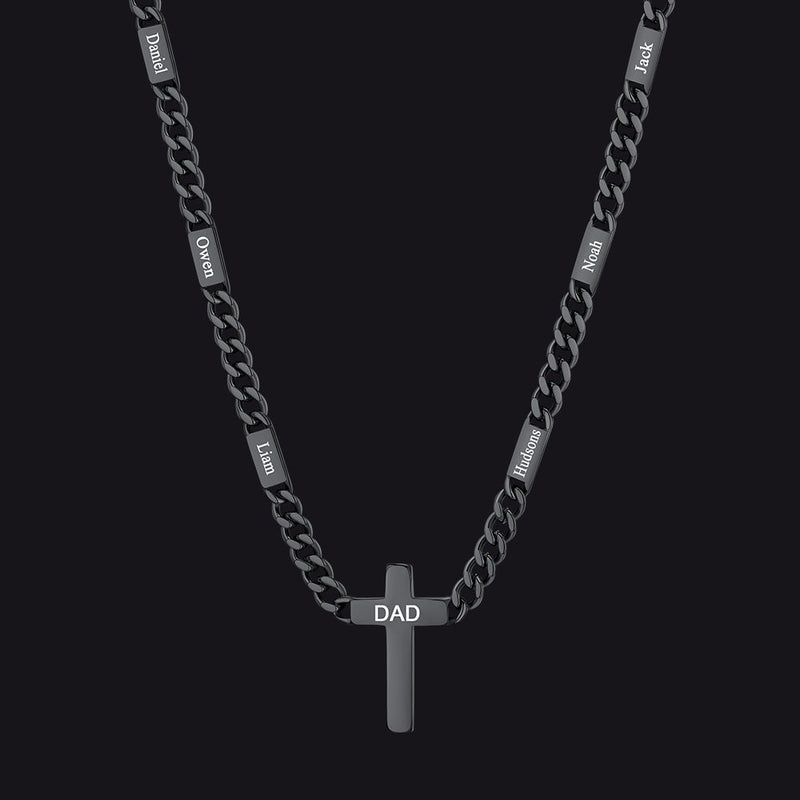 Custom Cross Cuban Link Chain Necklace With Engraved Name for 5/7mm