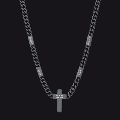 Custom Cross Cuban Link Chain Necklace With Engraved Name for 5/7mm