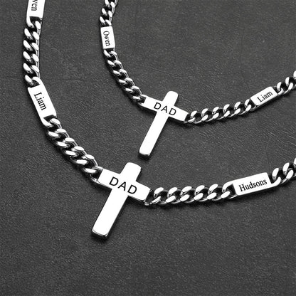 Custom Cross Cuban Link Chain Necklace With Engraved Name for 5/7mm