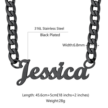 Custom Nameplate Choker Chain Necklace for 18 Inch