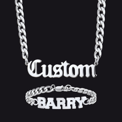 6mm Custom Nameplate Chain & Bracelet Set for