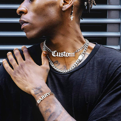6mm Custom Nameplate Chain & Bracelet Set for