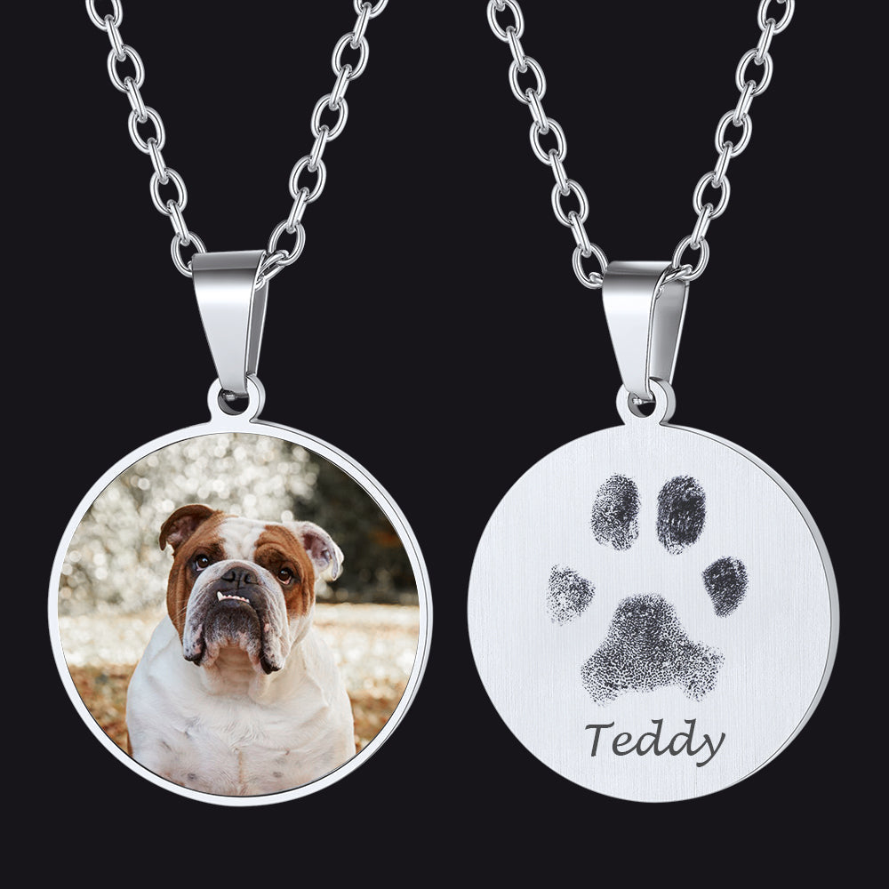 Customized Memorial Photo Pet Fingerprint Necklace for Dog