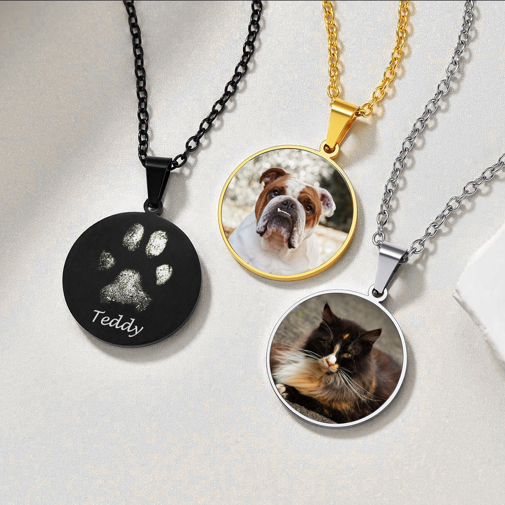 Customized Memorial Photo Pet Fingerprint Necklace for Dog
