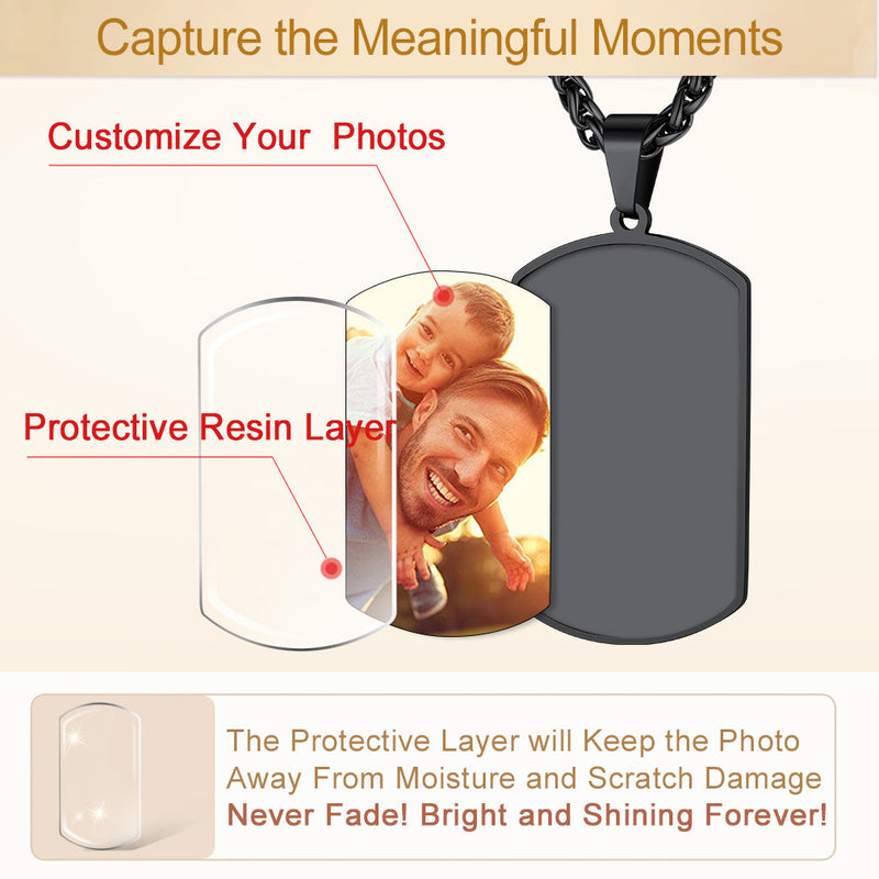 Customized Photo Dog Tag Fingerprint Necklace for
