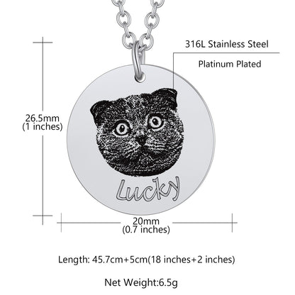 Personalized Pet Portrait Necklace Memorial Gift