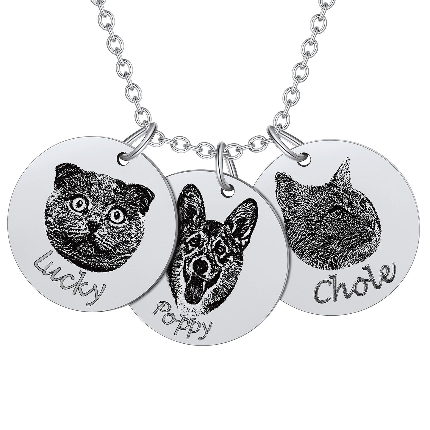 Personalized Pet Portrait Necklace Memorial Gift