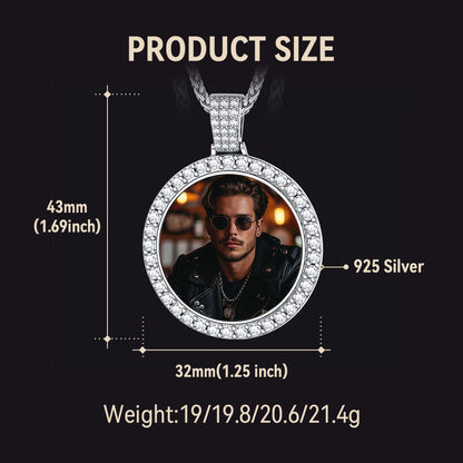 Sterling Silver Customized Cz Picture Necklace Memorial Pendant for