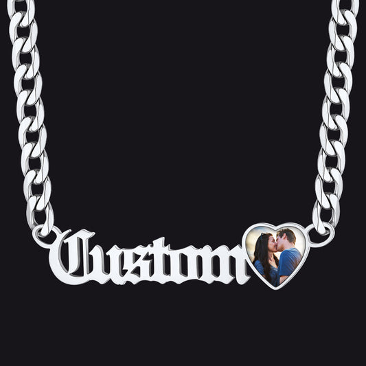 Customized Nameplate Cuban Chain Necklace With Picture Gift for