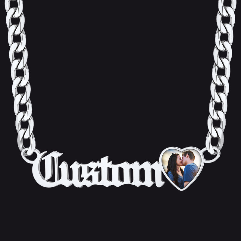 Customized Nameplate Cuban Chain Necklace With Picture Gift for