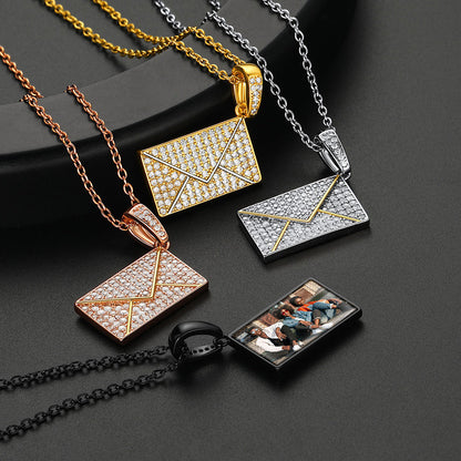 Persoanlised Picture Envelop Love Letter Necklace for With Cz Gifts