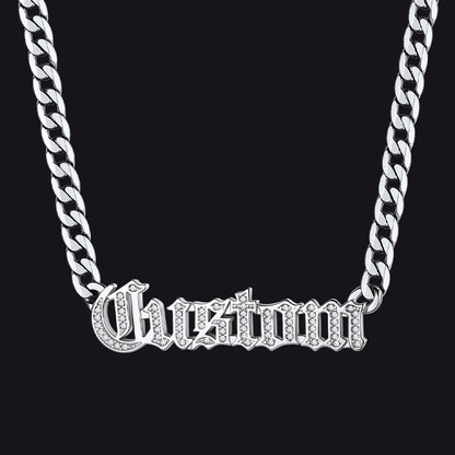 Customized Engraved Nameplate Cuban Chain Necklace for