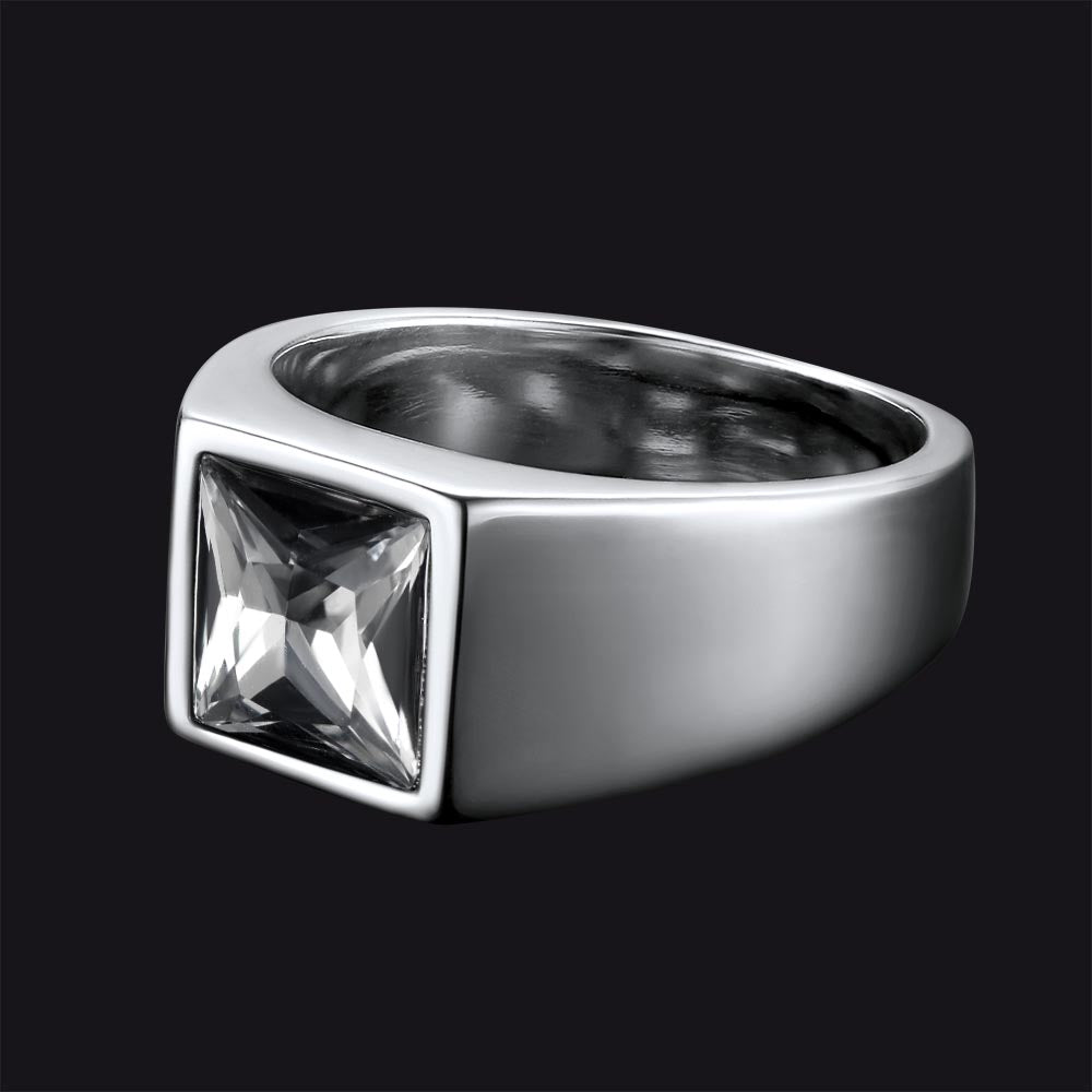 Minimalist Birthstone Gemstone Band Ring for