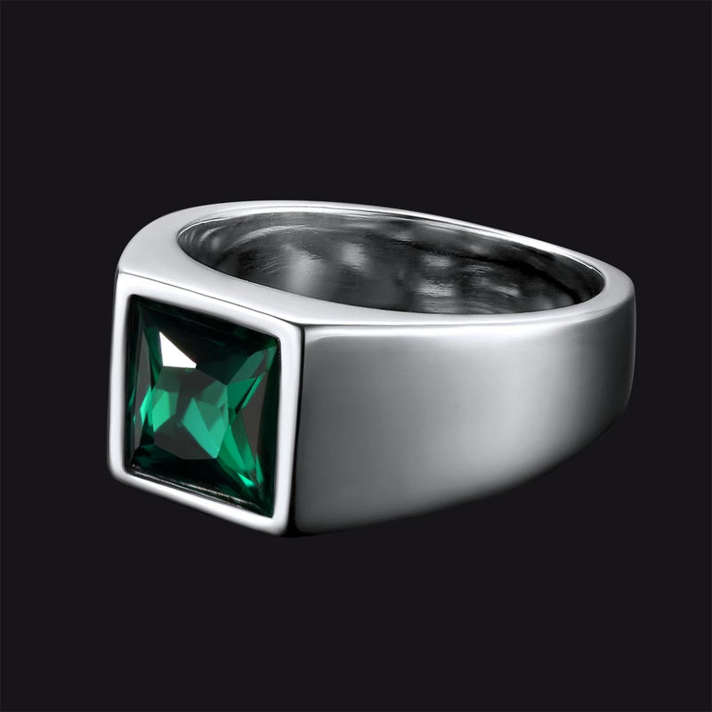 Minimalist Birthstone Gemstone Band Ring for