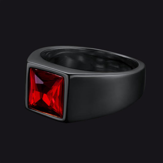 Minimalist Birthstone Gemstone Band Ring for