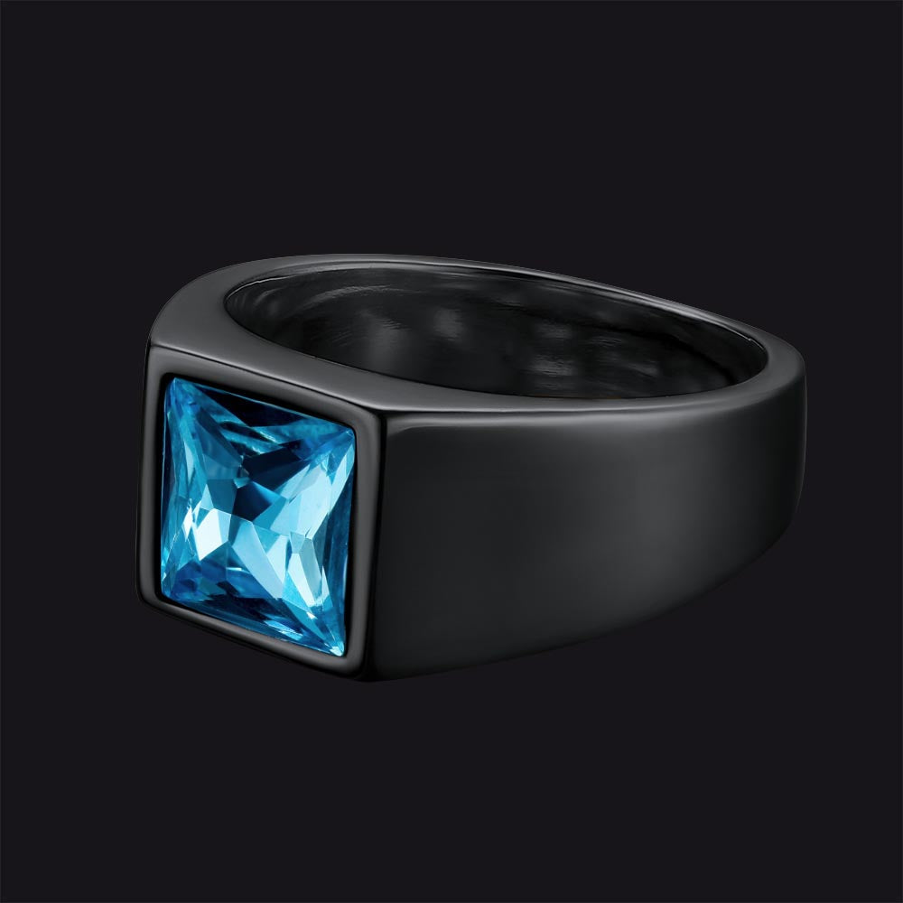 Minimalist Birthstone Gemstone Band Ring for
