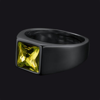 Minimalist Birthstone Gemstone Band Ring for