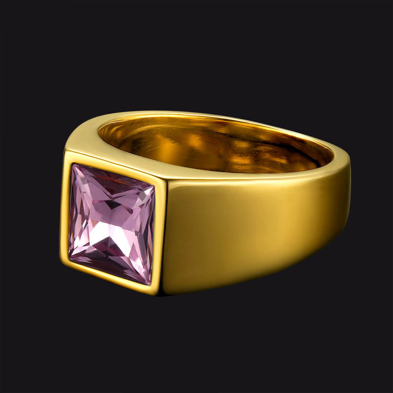 Minimalist Birthstone Gemstone Band Ring for