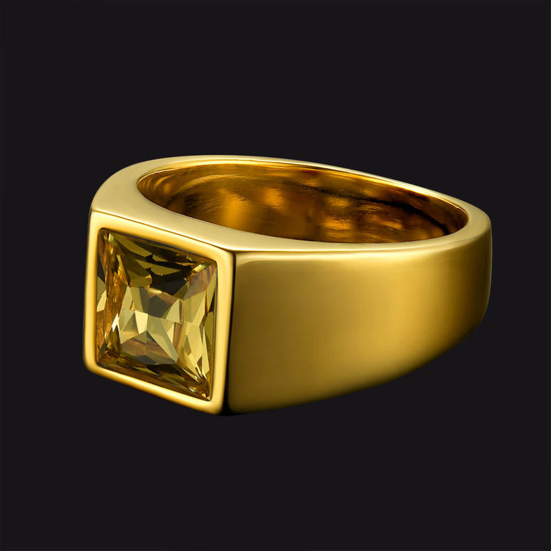 Minimalist Birthstone Gemstone Band Ring for