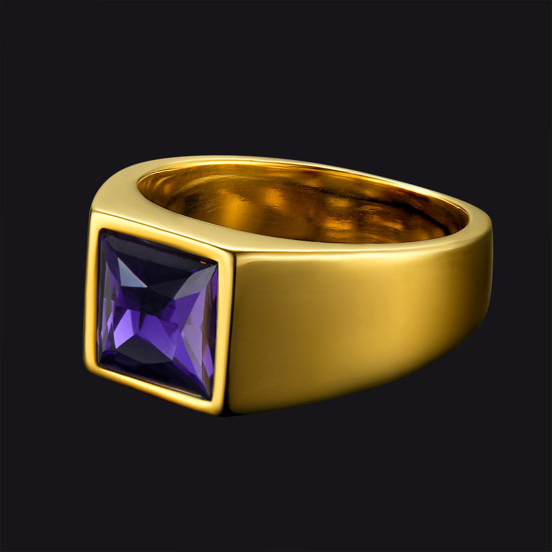 Minimalist Birthstone Gemstone Band Ring for