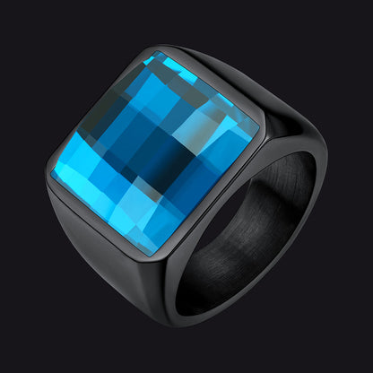 Custom Gemstone Signet Band Ring for , Ruby/ Black Onyx/topaz Ring Gift